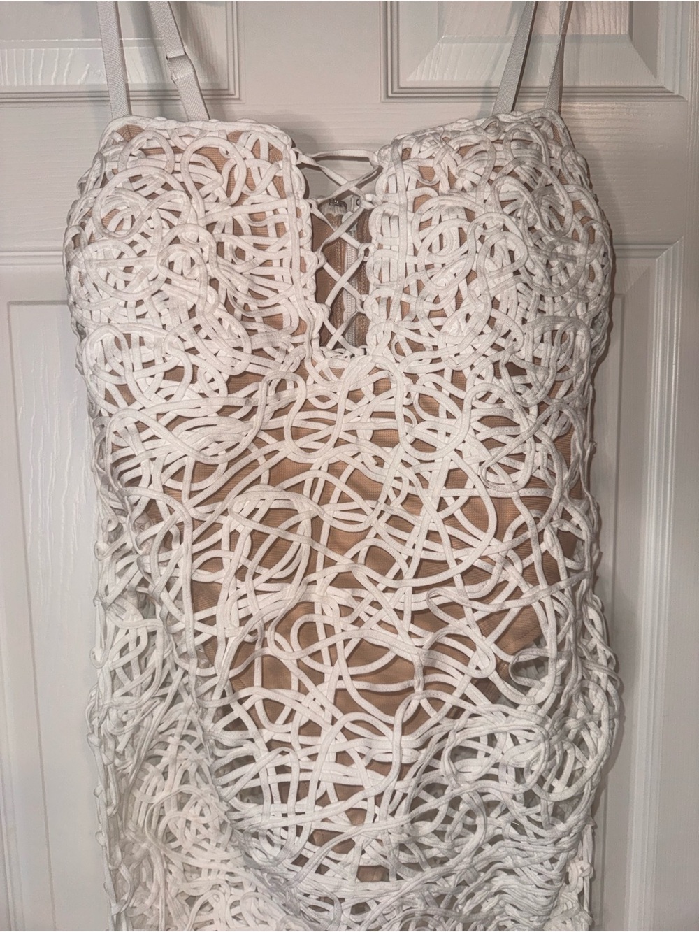 Fashion Nova White Crochet Midi Dress